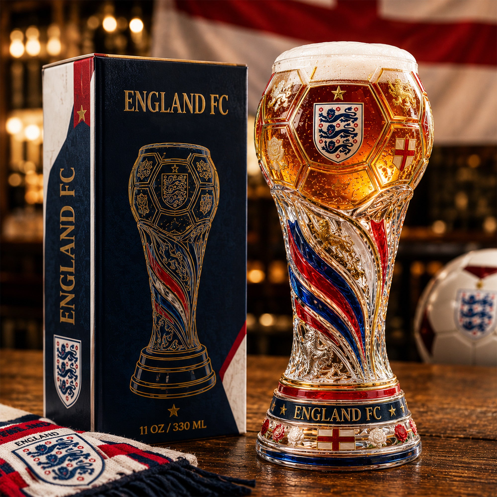 Premium ENG Soccer Trophy Beer Glass TNSM