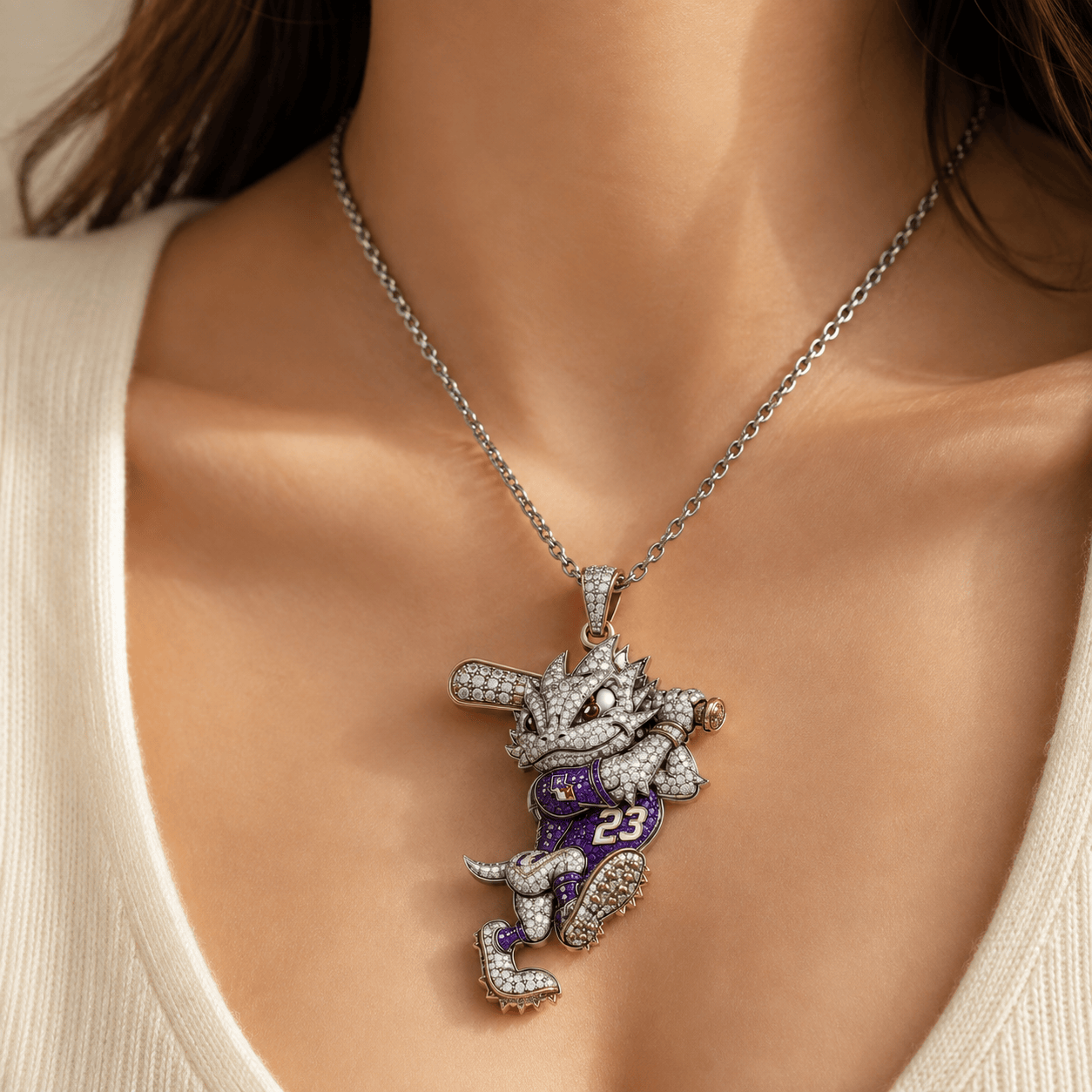 TCU Solid Silver Chain with Diamond Pendant PDL
