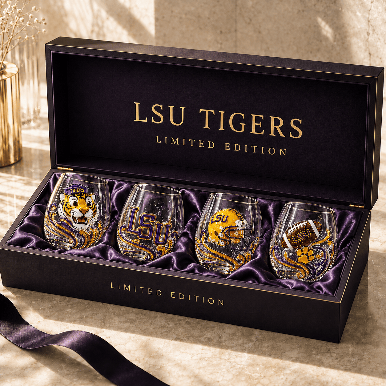 LSUT Stemless Glass Cup Set TMH