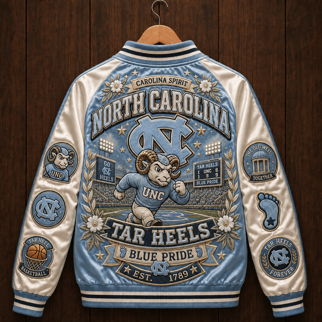 PREMIUM UNC SATIN BASEBALL JACKET NTNA
