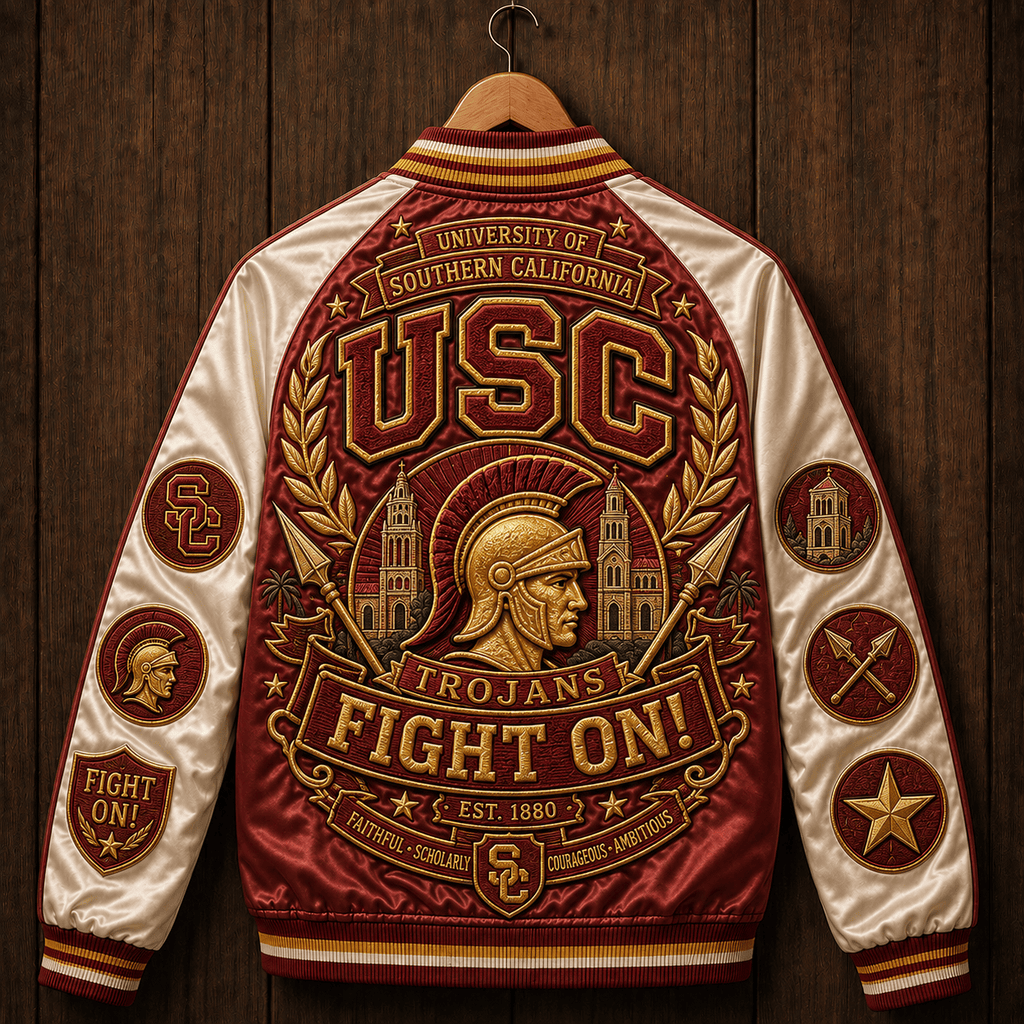 PREMIUM USC SATIN BASEBALL JACKET NTNA