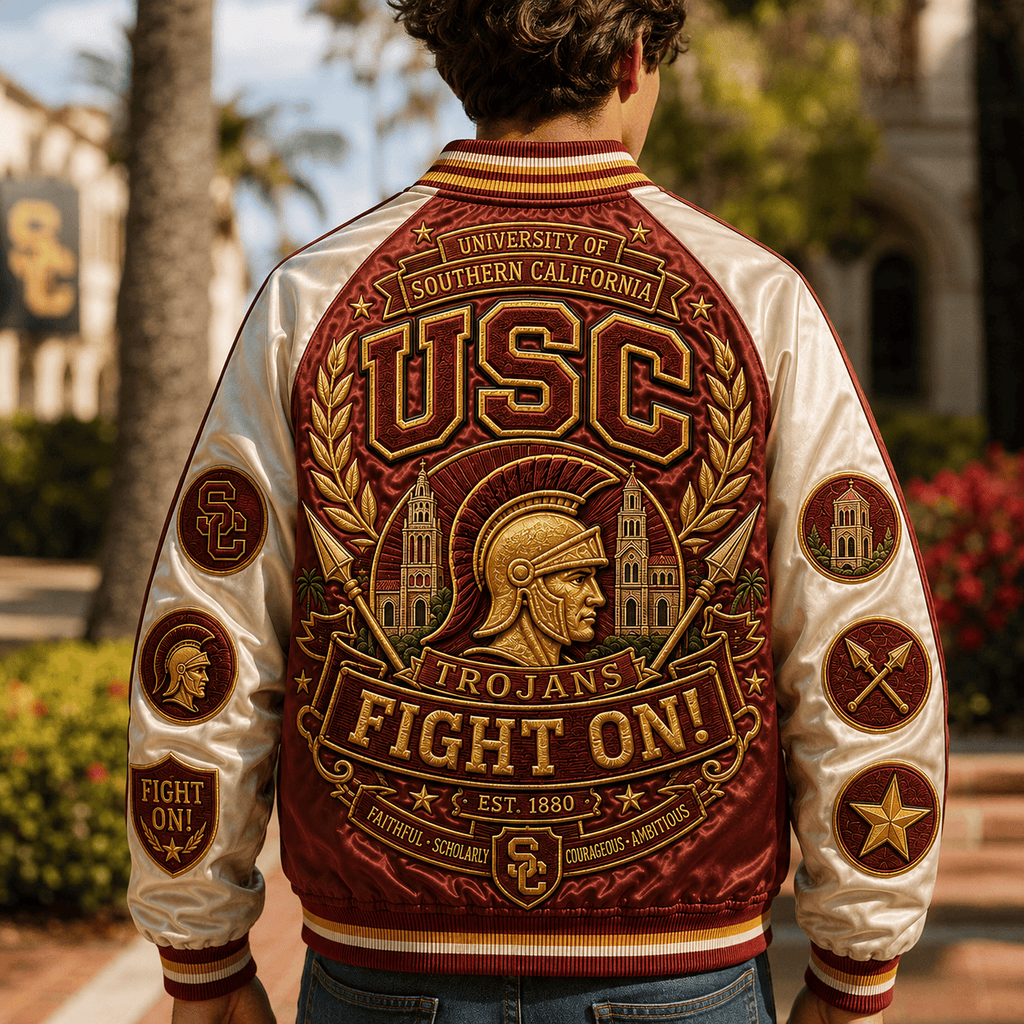 PREMIUM USC SATIN BASEBALL JACKET NTNA