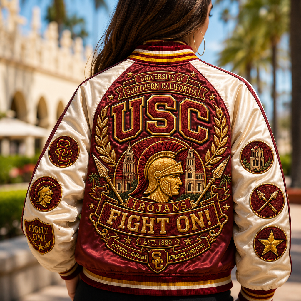 PREMIUM USC SATIN BASEBALL JACKET NTNA