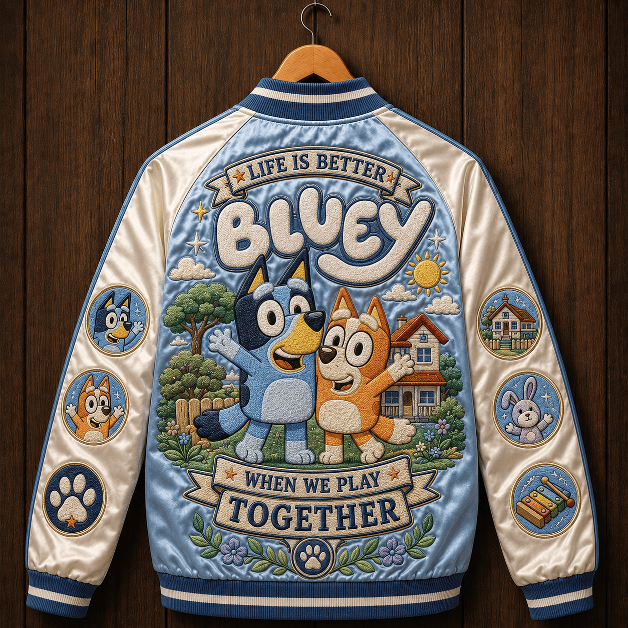 PREMIUM BLU SATIN BASEBALL JACKET NTNA