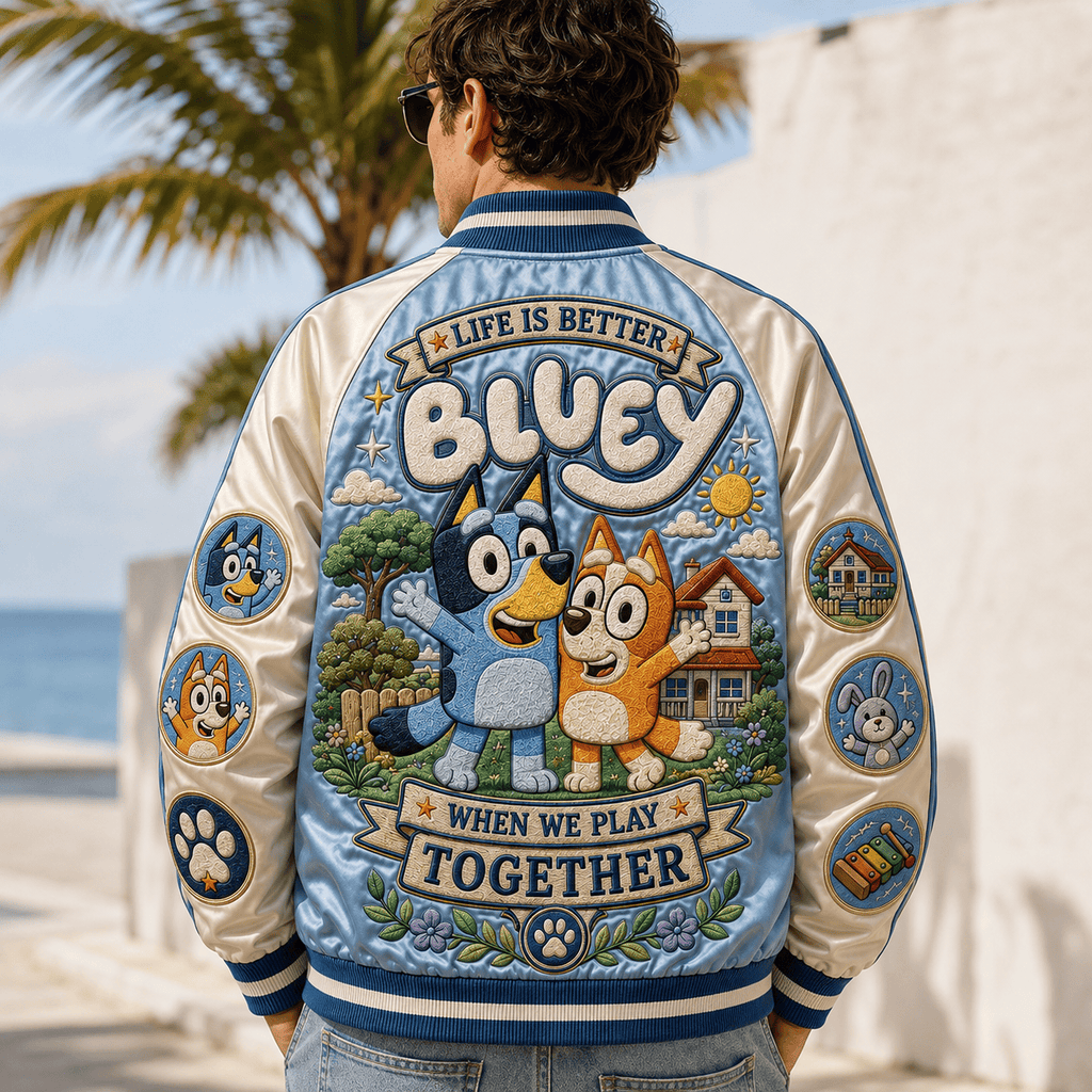 PREMIUM BLU SATIN BASEBALL JACKET NTNA