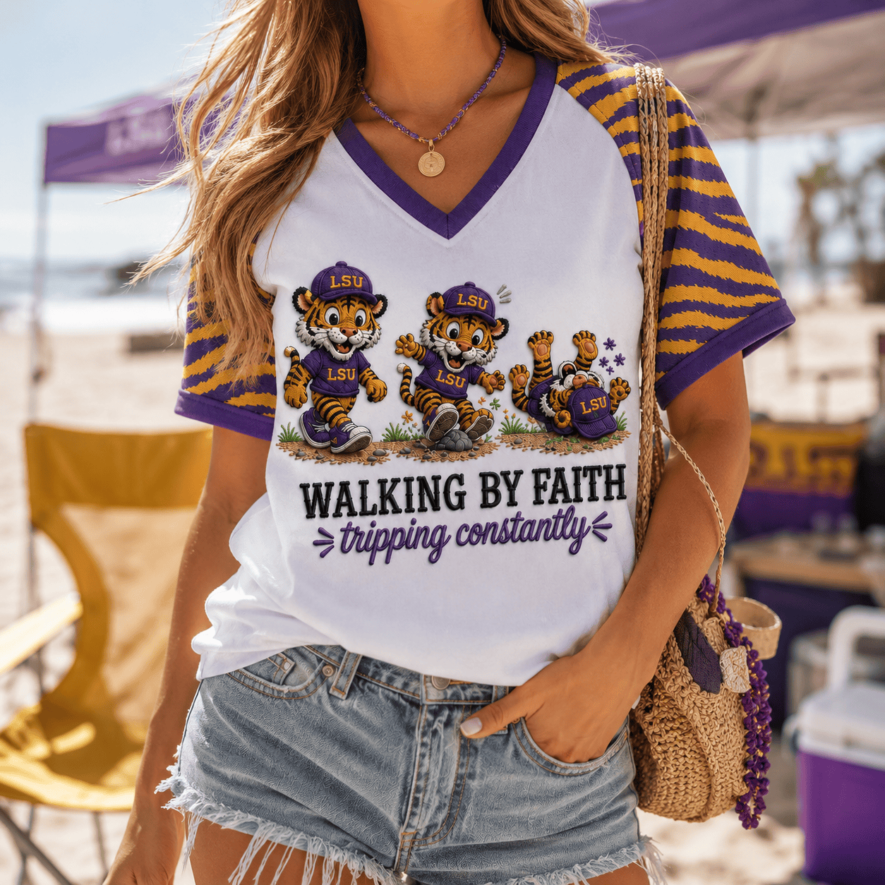Premium LSU V-neck Shirt PDL