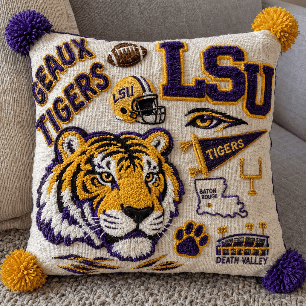 LSU Tufted Sofa Cover & Pillow Set HTTT