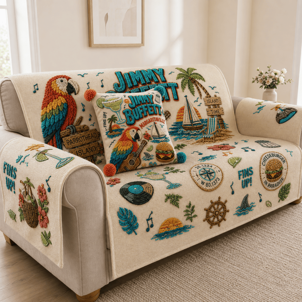 JBT Tufted Sofa Cover & Pillow Set DNBN