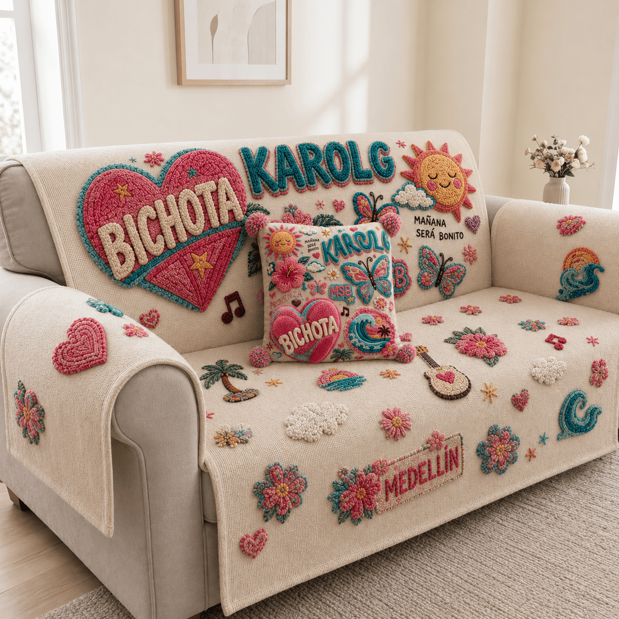 KRG Tufted Sofa Cover & Pillow Set DNBN