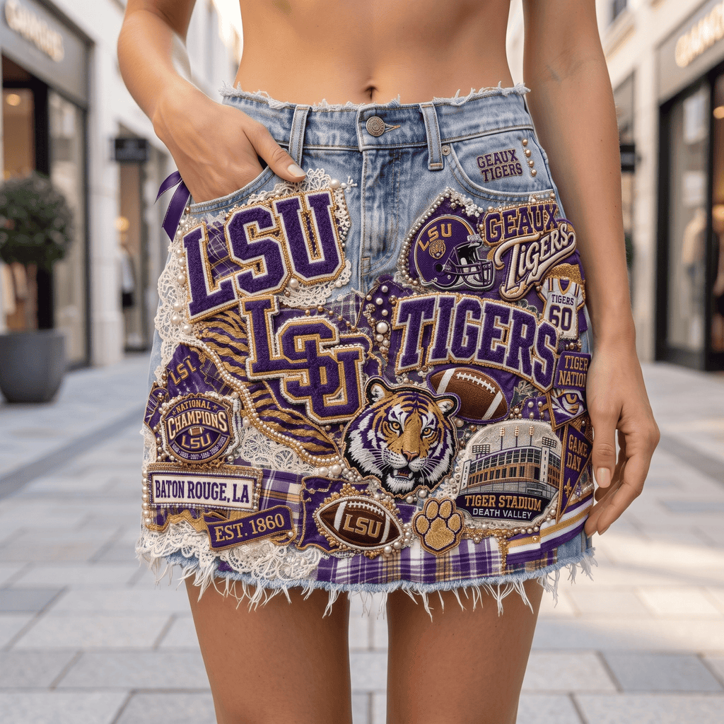LSU Embellished Denim Skirt NTKO