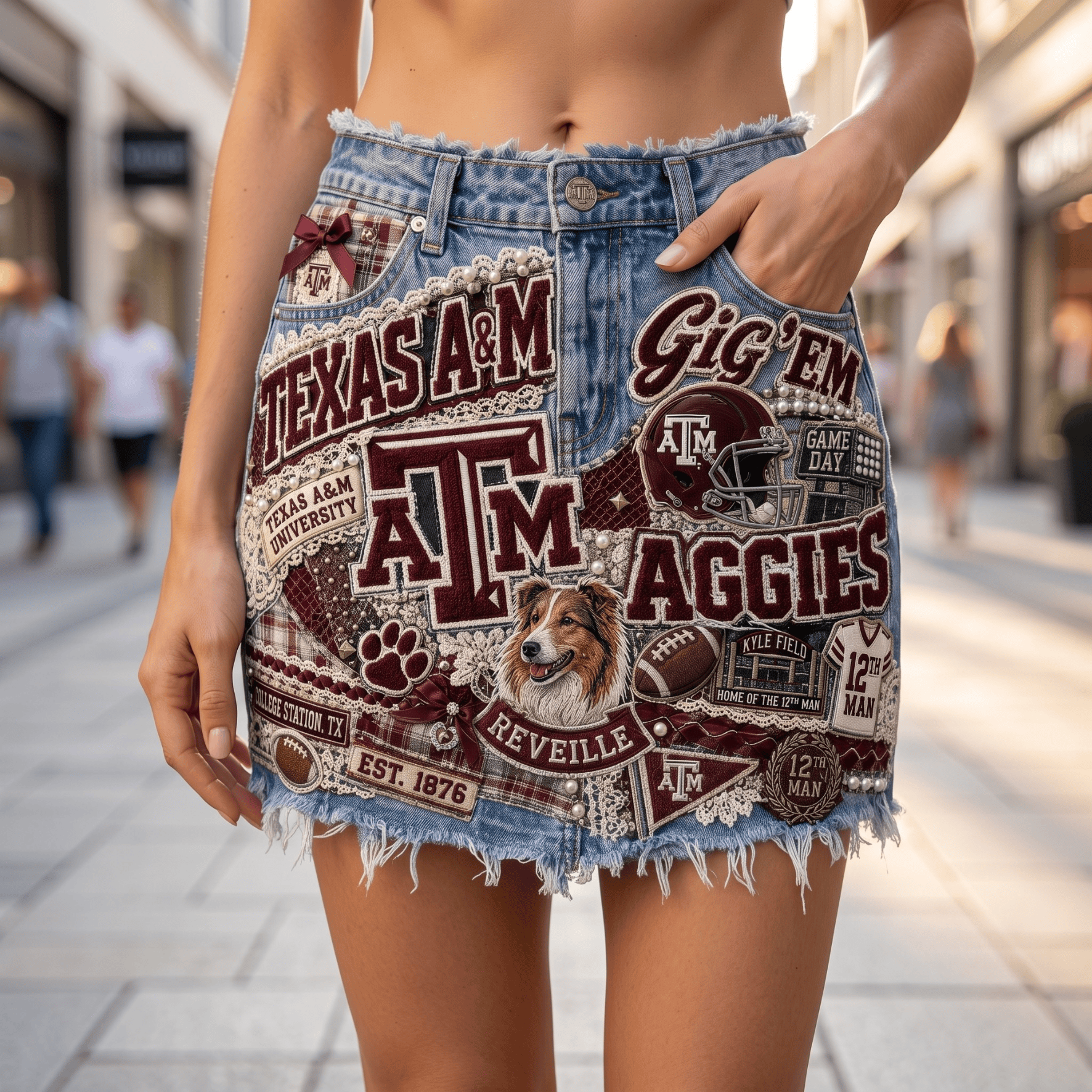 TAMA Embellished Denim Skirt NTKO