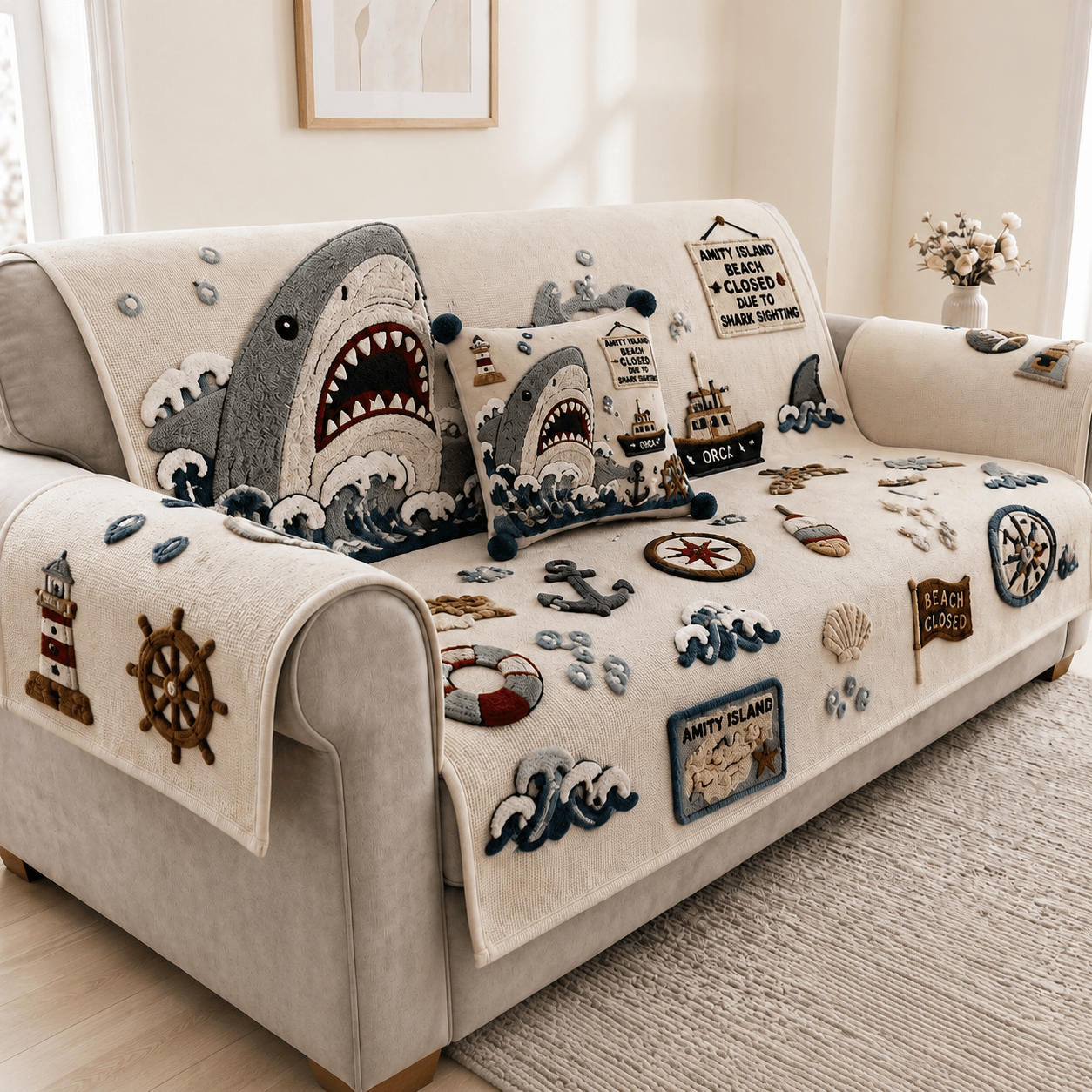 JAWS Tufted Sofa Cover & Pillow Set DNBN