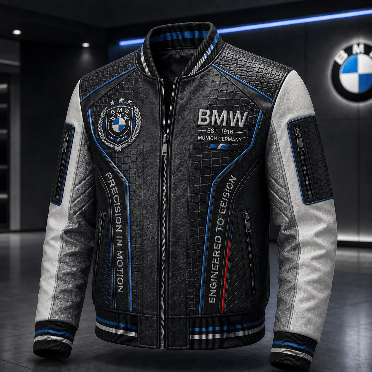 Premium BW Leather Zipper Jacket TNSM