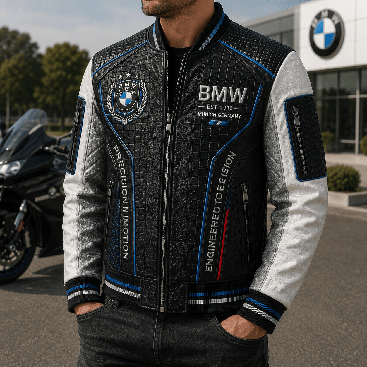 Premium BW Leather Zipper Jacket TNSM