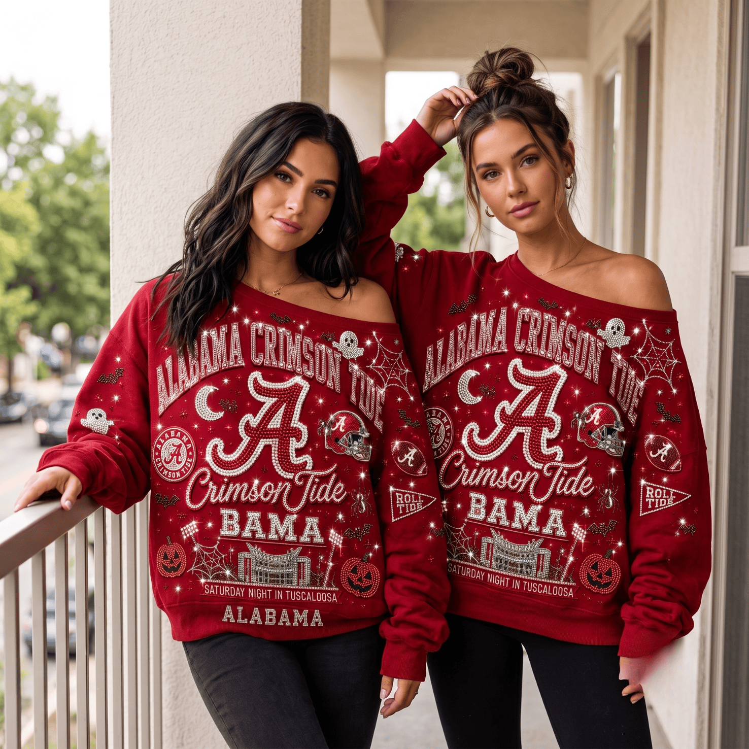 ACT 3D SHOULDER RHINESTONE SWEATSHIRT NTKO