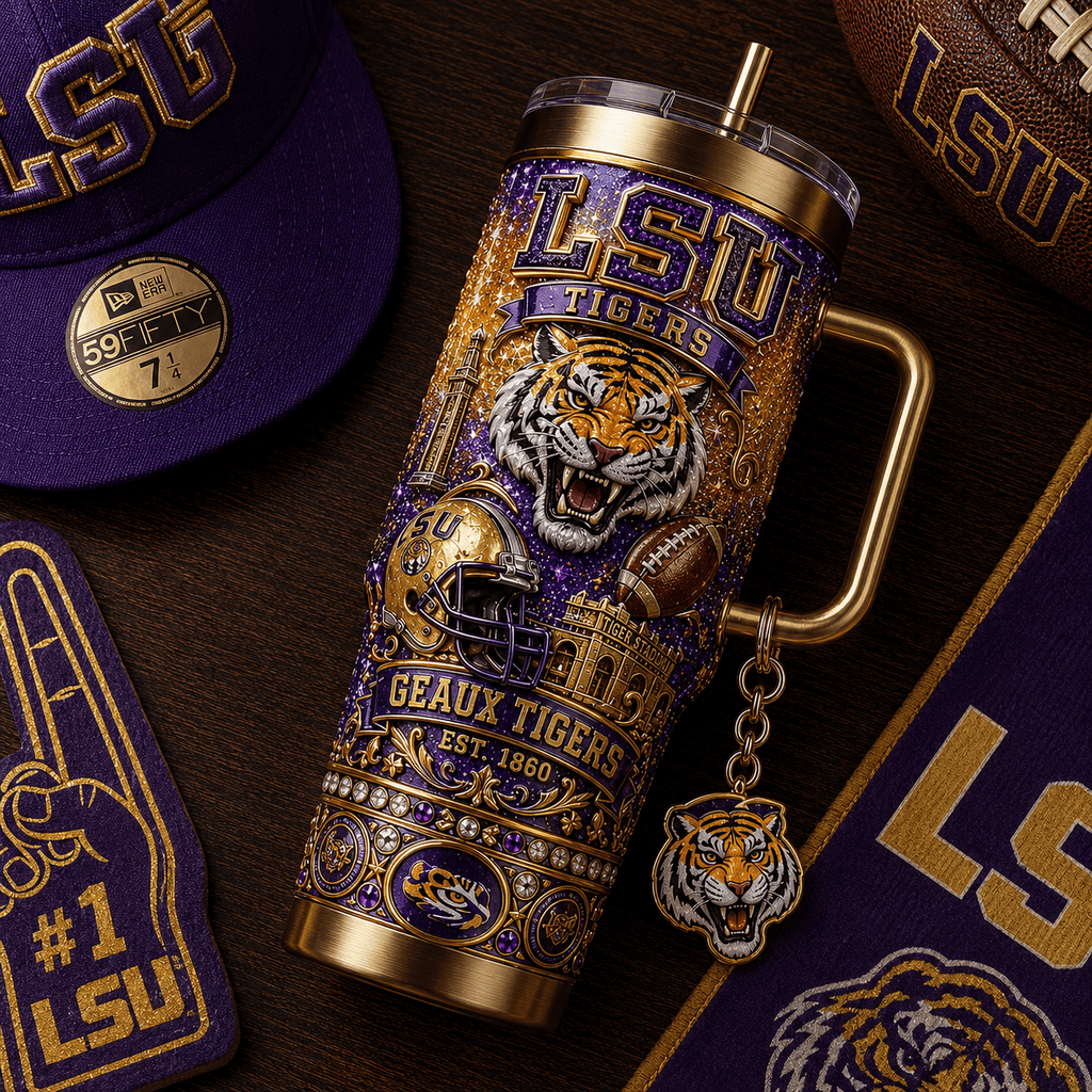 LSU 40oz Tumbler With Handle TTNL