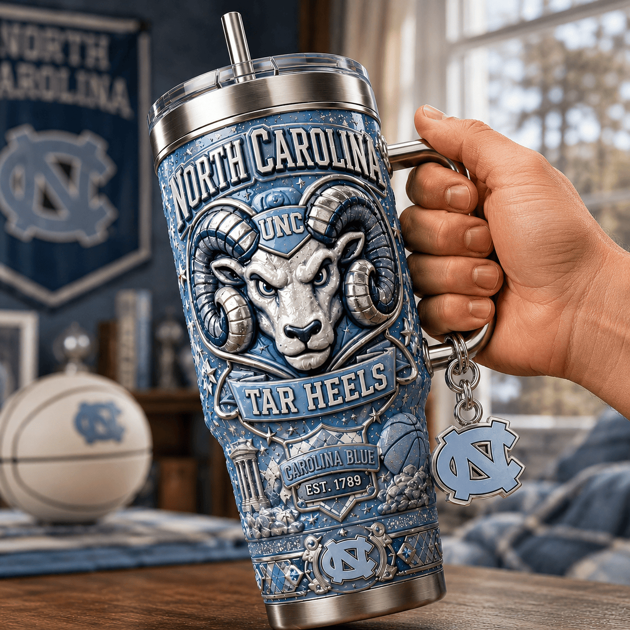 UNC 40oz Tumbler With Handle TTNL