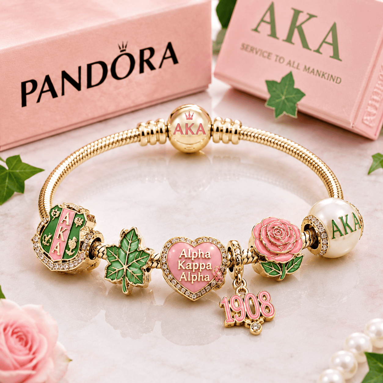 AKA Gold Charm Bracelet Set BMD