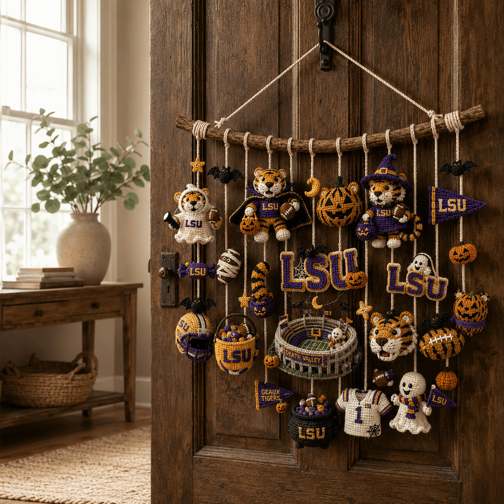 LSU Halloween Crochet Wall Hanging HTTT
