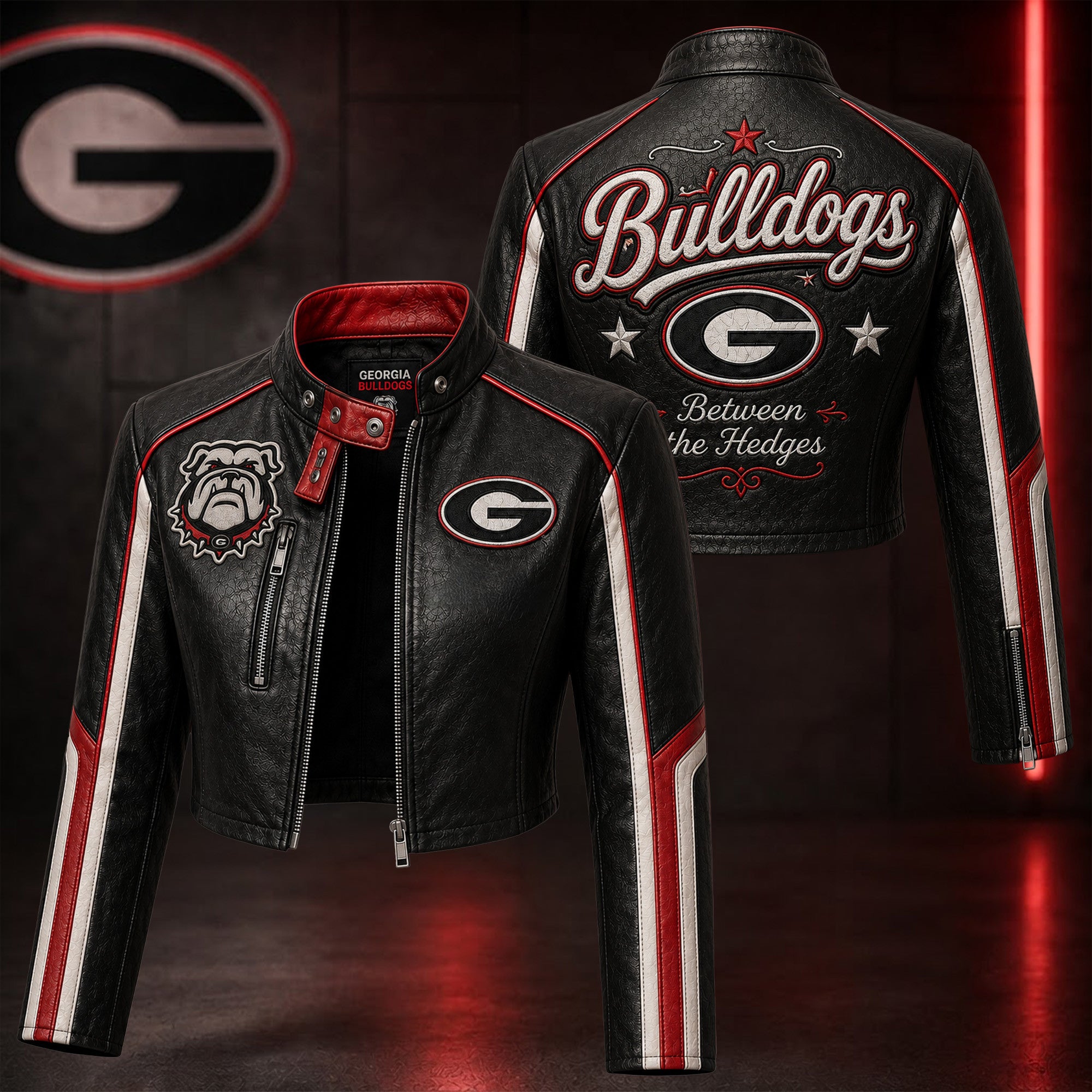 Premium GGBD Cropped Leather Zipper Jacket TNSM