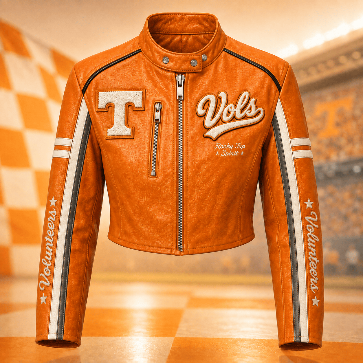 Premium TVF Cropped Leather Zipper Jacket TNSM