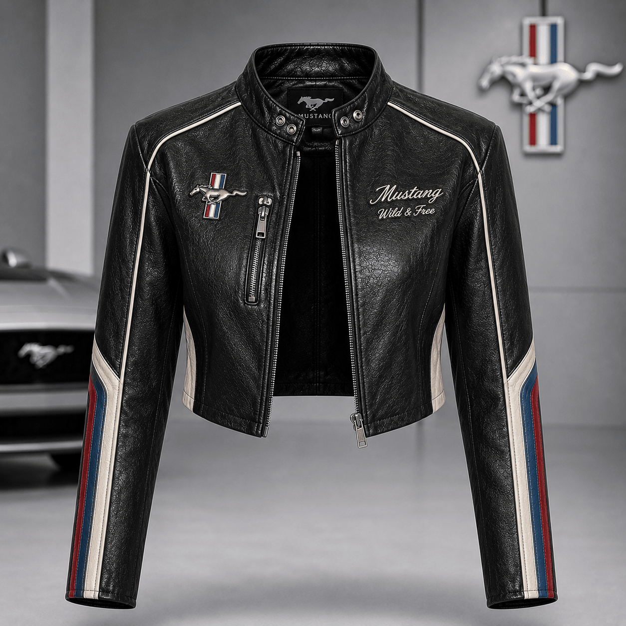 Premium MUST Cropped Leather Zipper Jacket TNSM