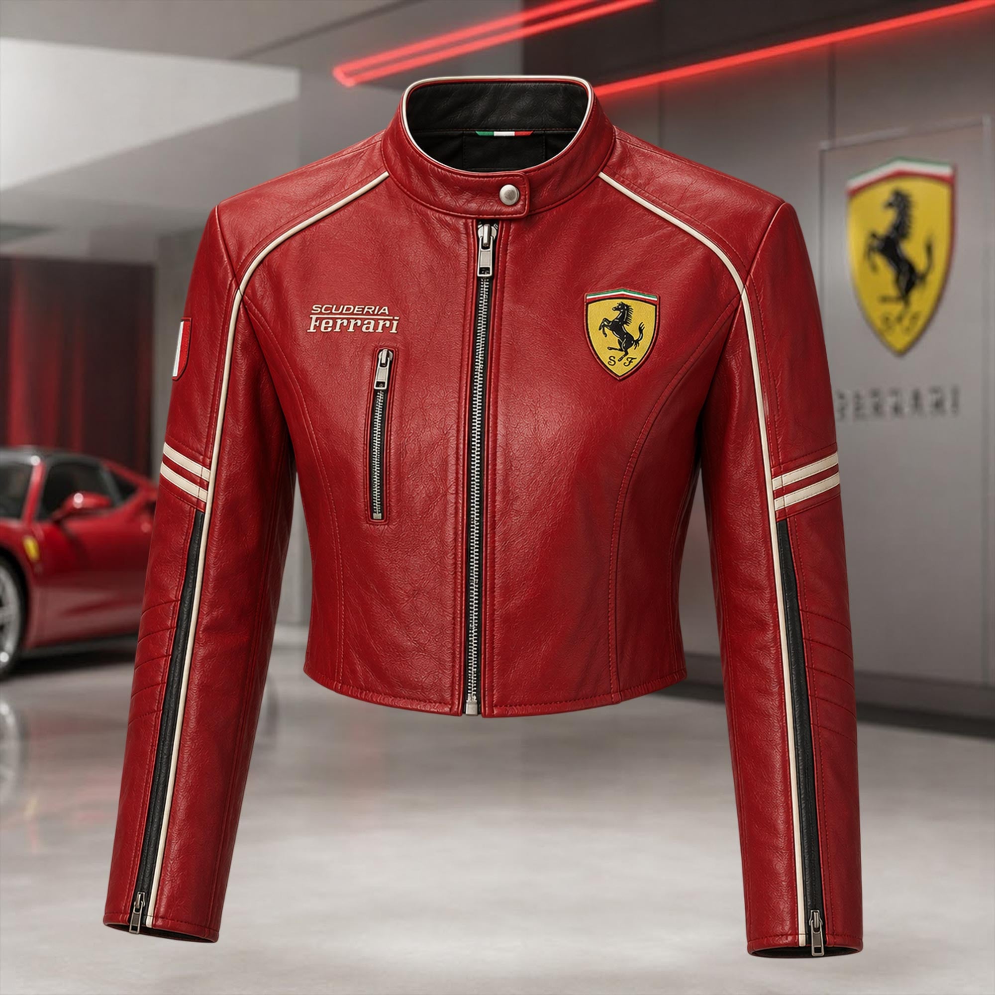 Premium FRR Cropped Leather Zipper Jacket TNSM