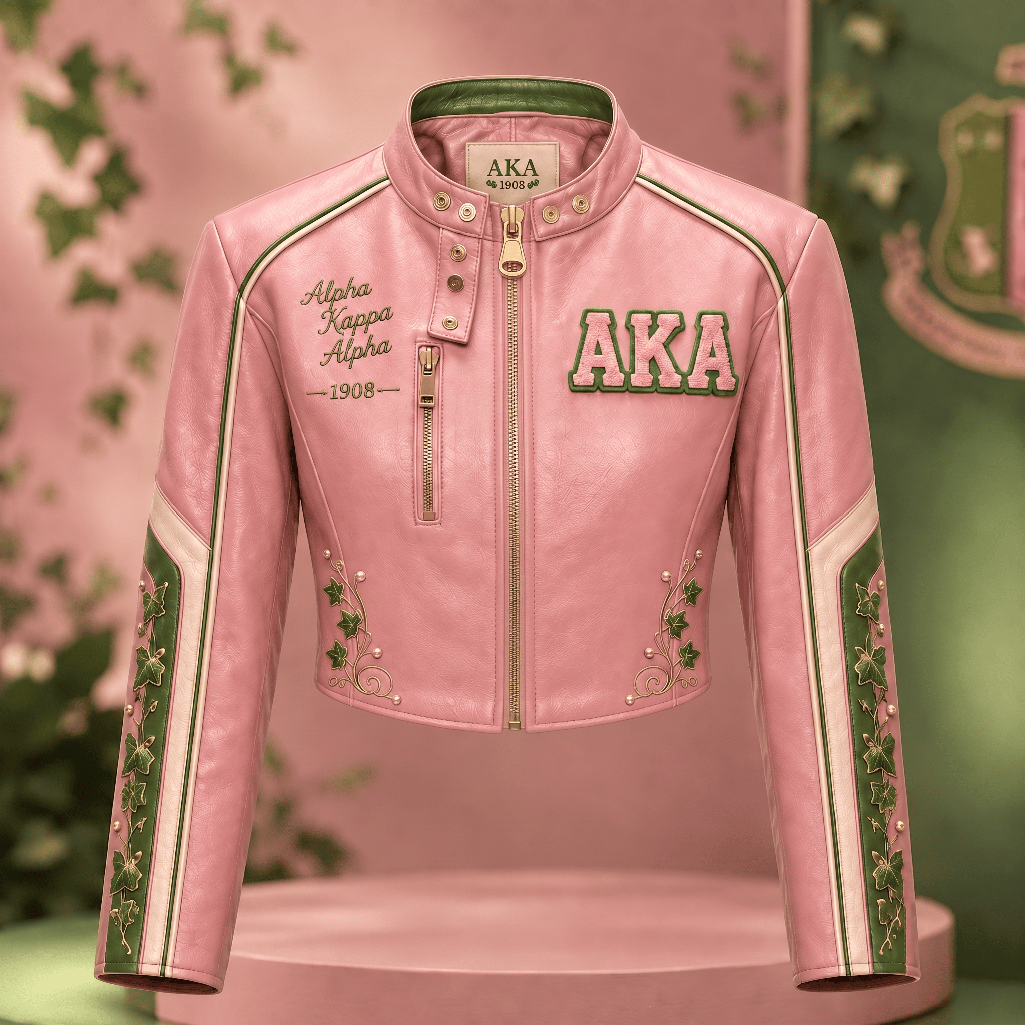 Premium AKA Cropped Leather Zipper Jacket TNSM