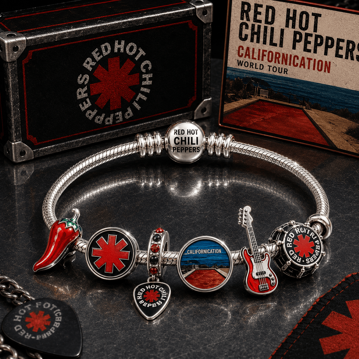 RHCP silver Charm Bracelet Set BMD