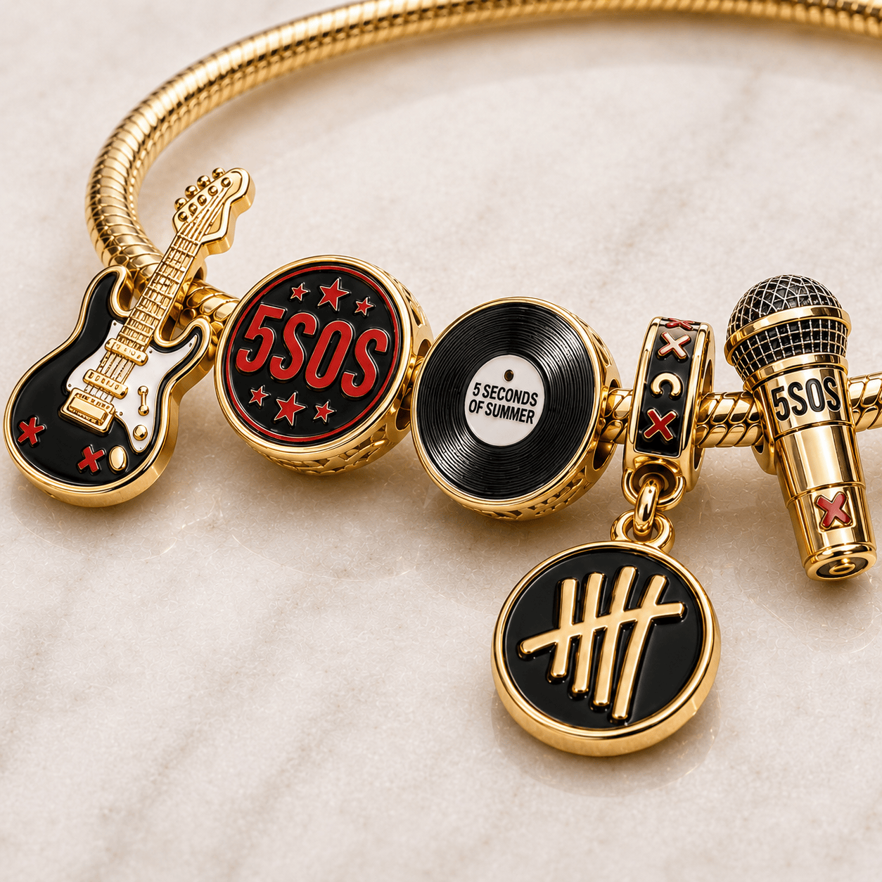 5SOS Gold Charm Bracelet Set PTT