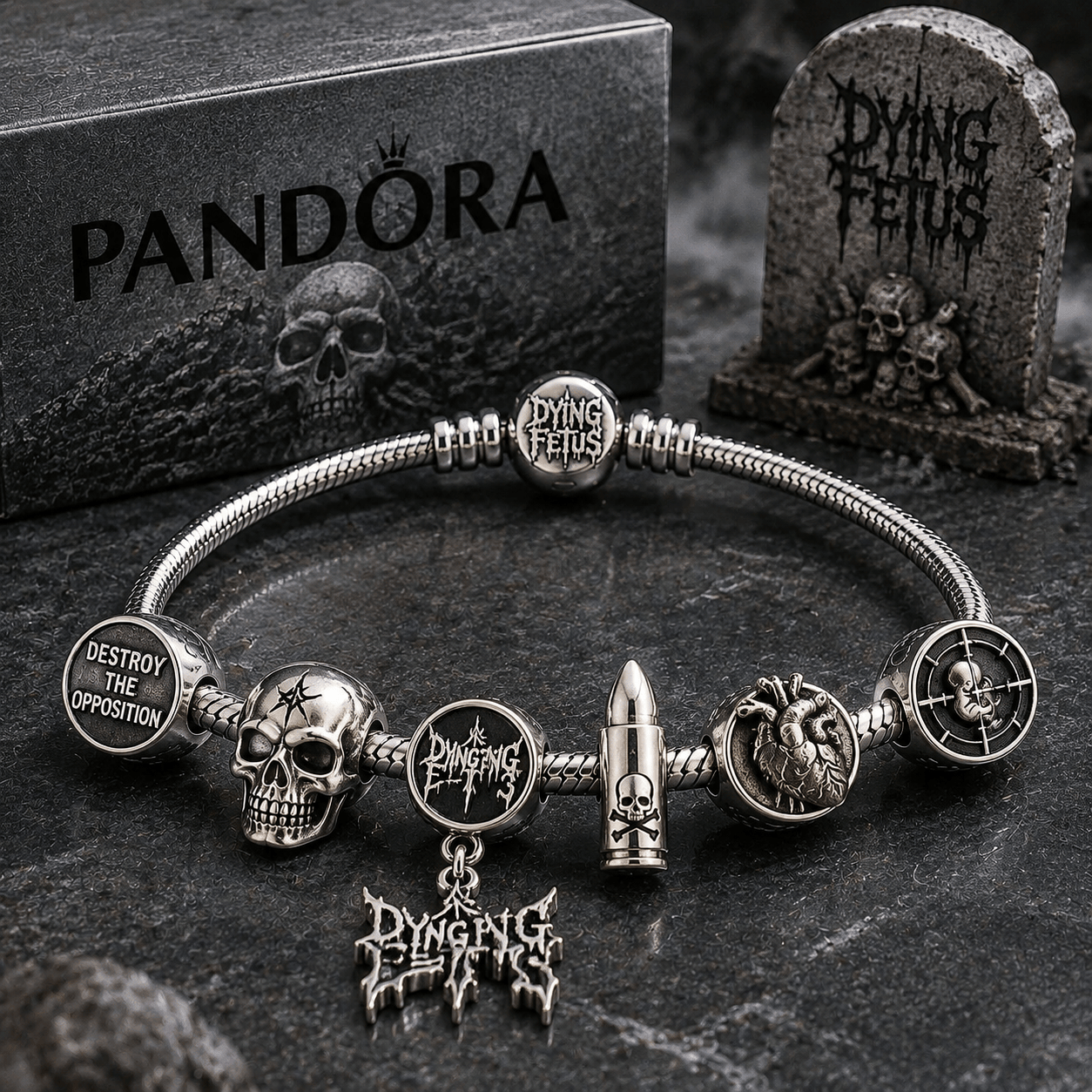 DFT Silver Charm Bracelet Set PTT