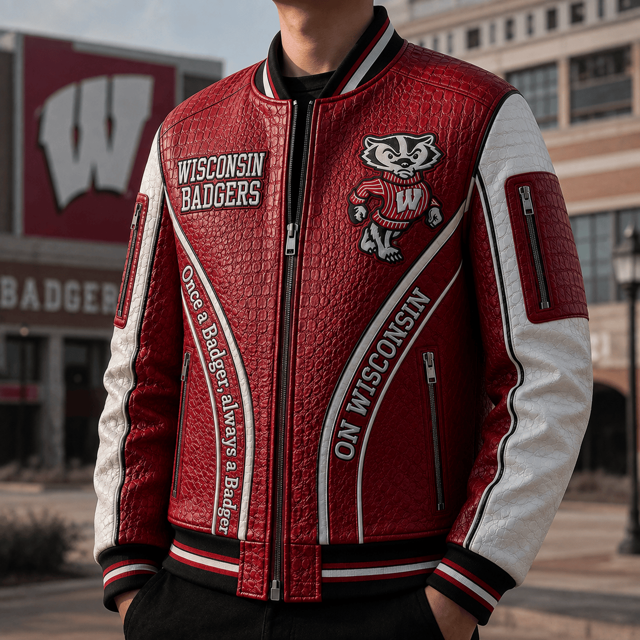 Premium WBG Leather Zipper Jacket PVNA