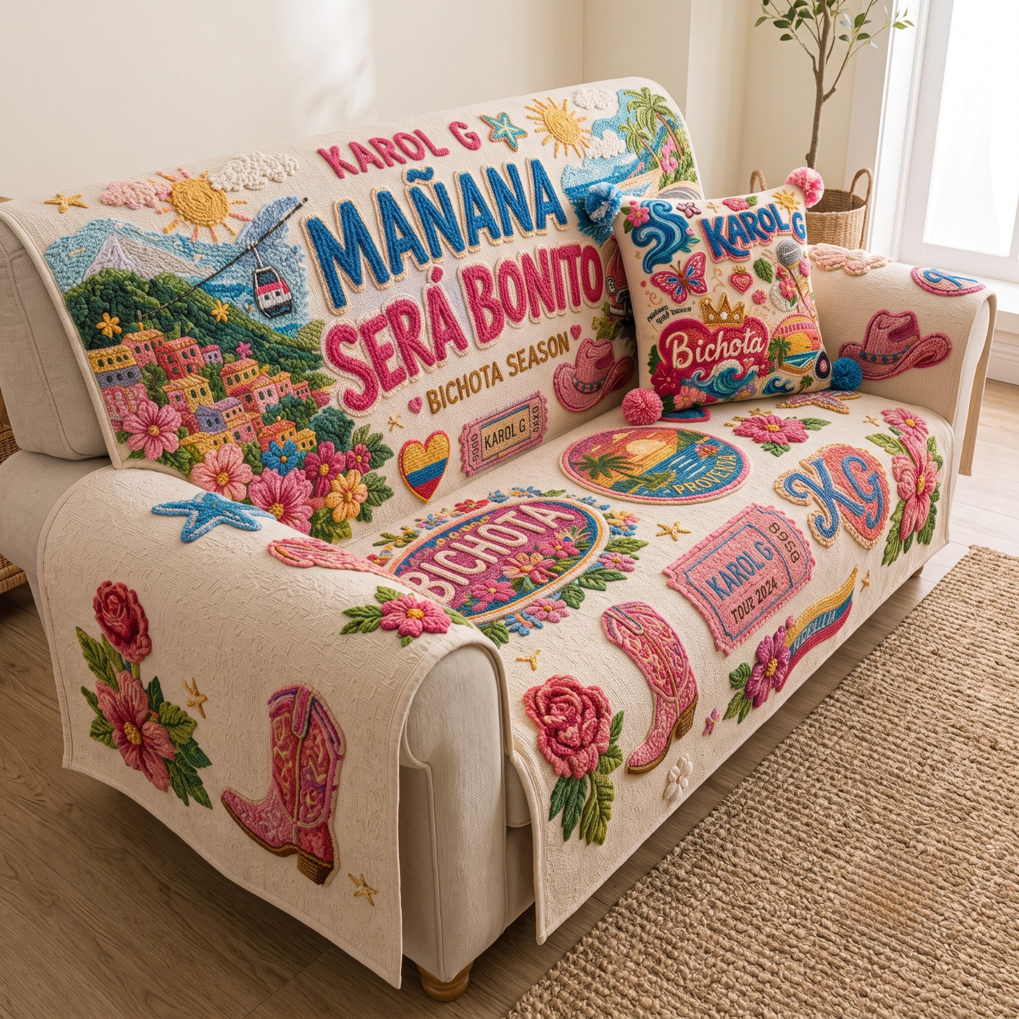 KRG Tufted Sofa Cover & Pillow Set NTKO