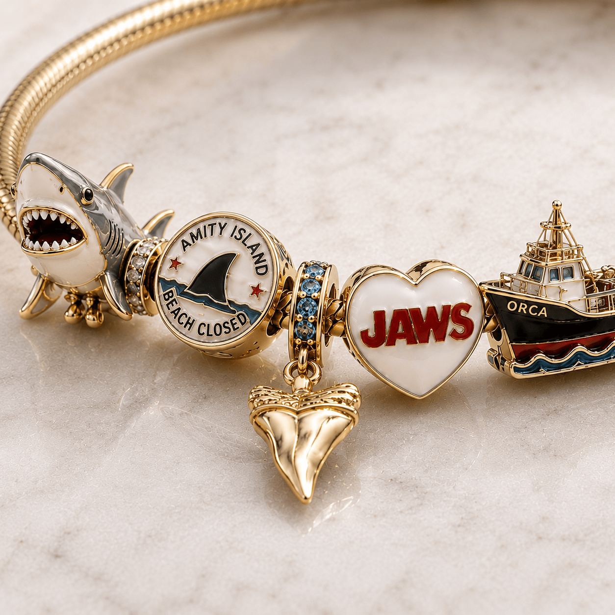 JAWS Gold Charm Bracelet Set BMD