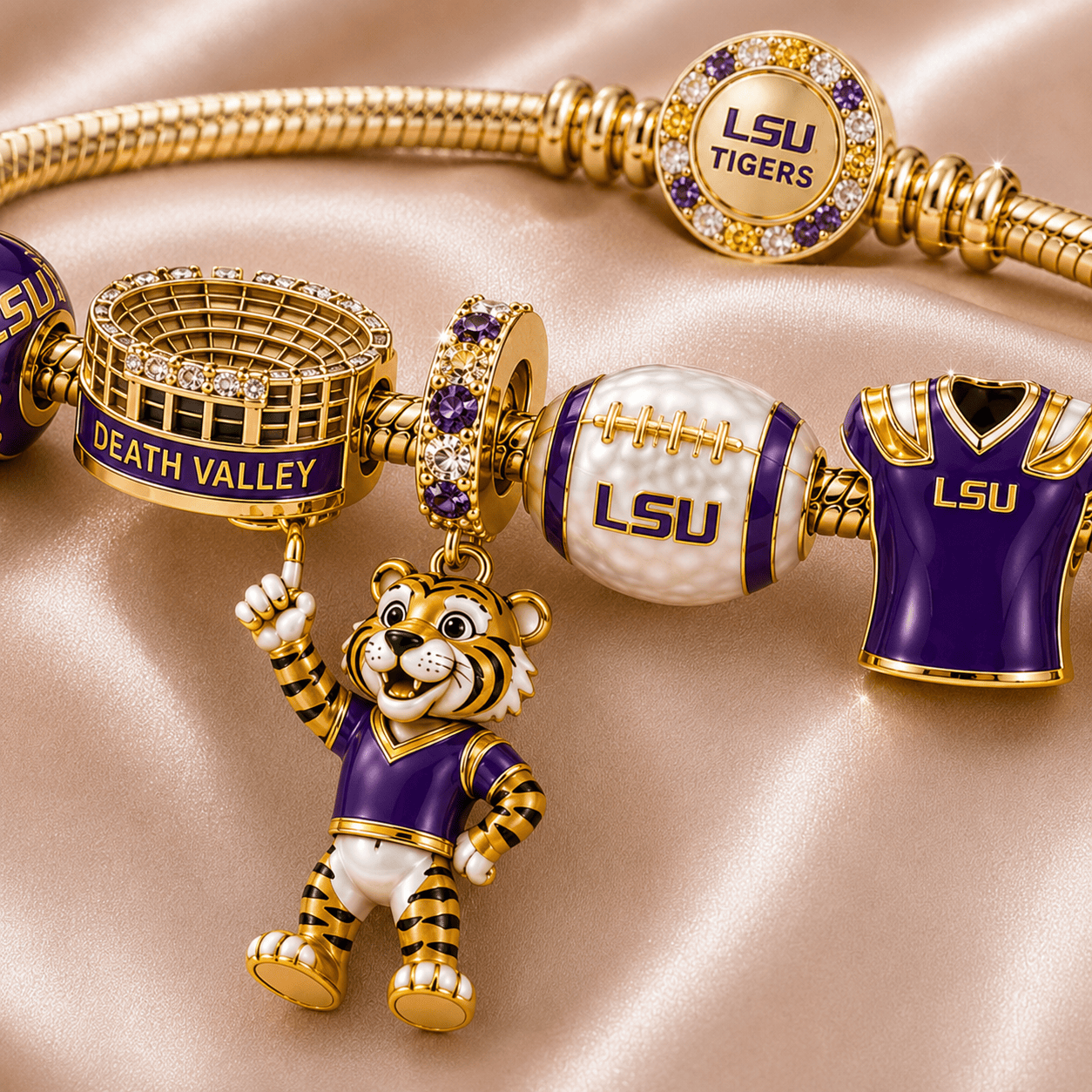 LSUT Gold Charm Bracelet Set TMH