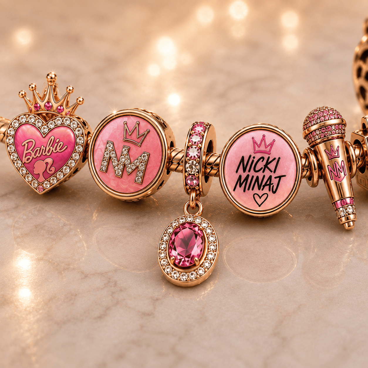 NKM Gold Charm Bracelet Set VTH