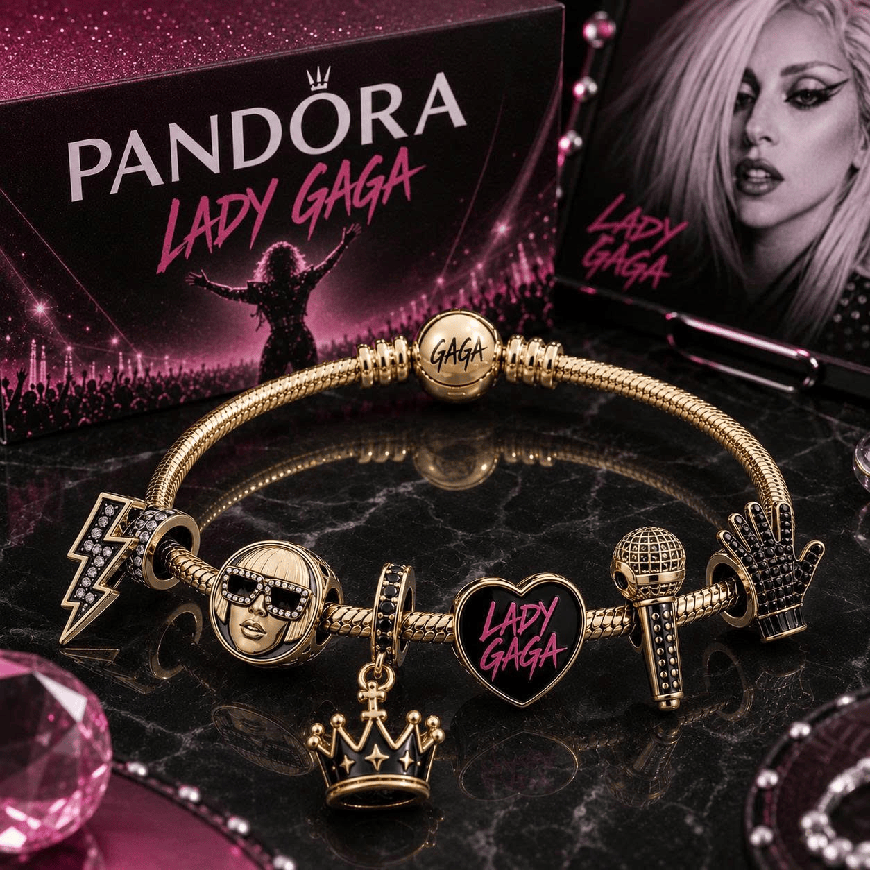 LDGG Gold Charm Bracelet Set VTH