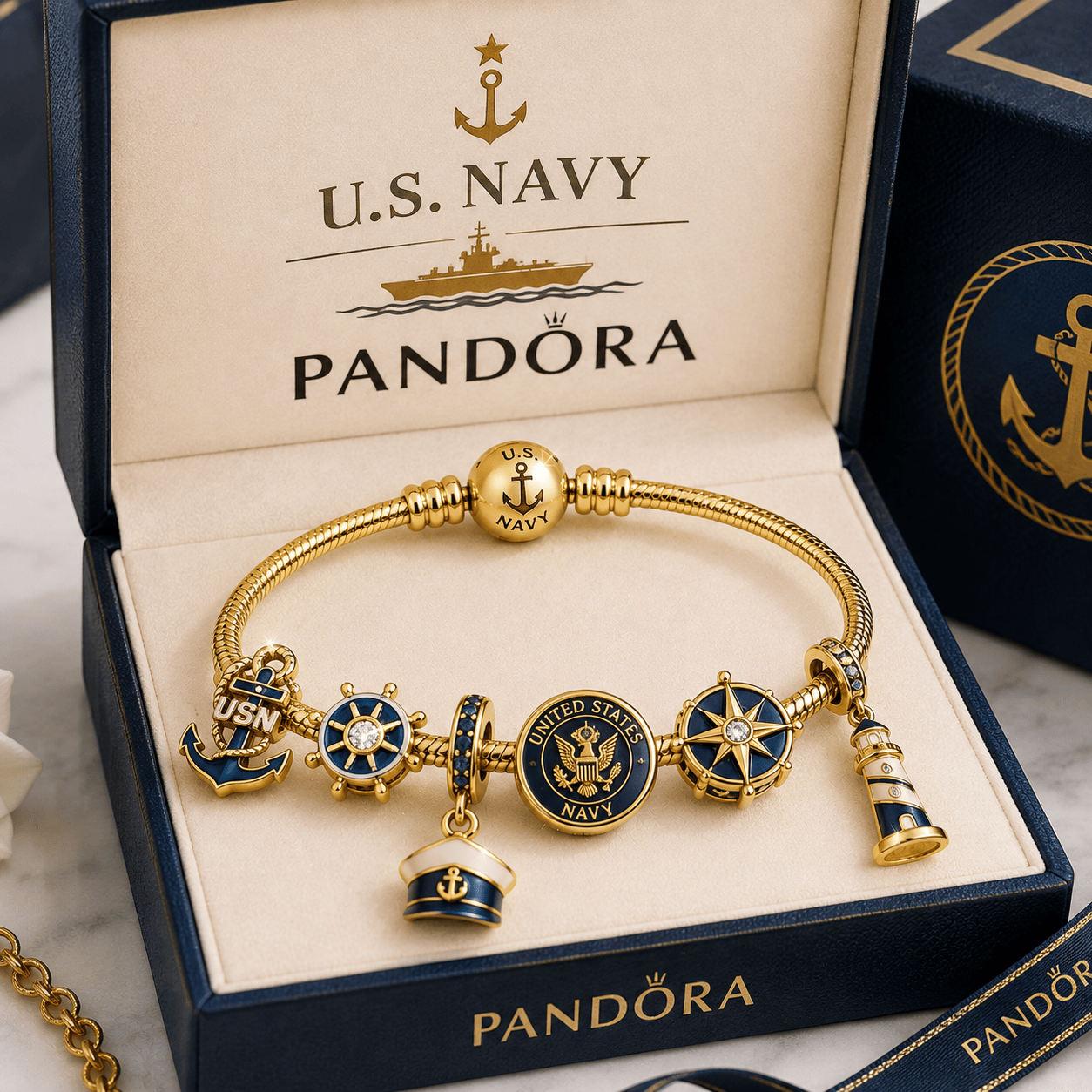 USNV Gold Charm Bracelet Set TTTT