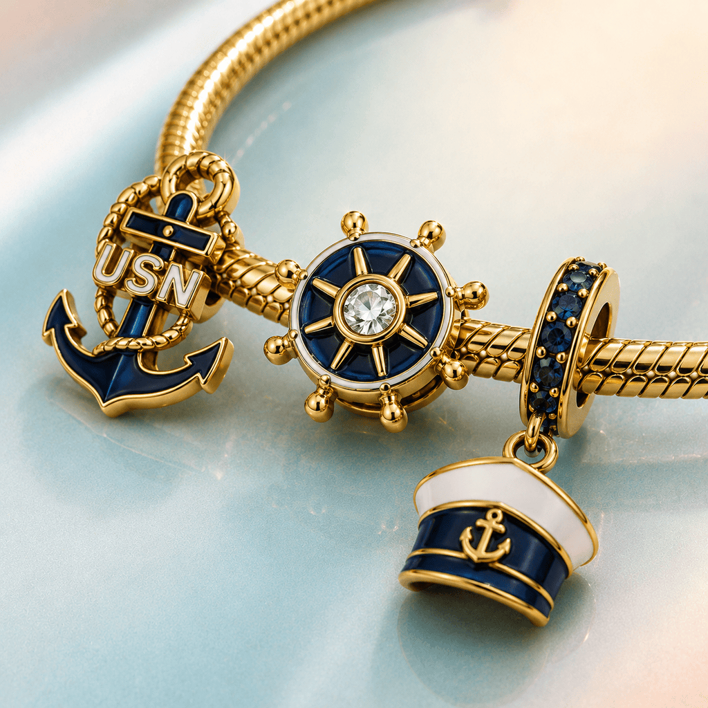 USNV Gold Charm Bracelet Set TTTT