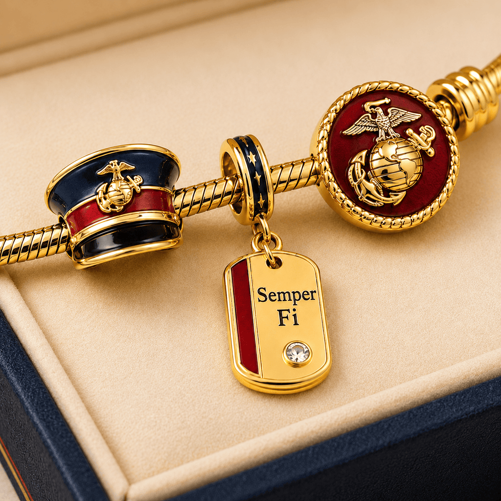 USMC Gold Charm Bracelet Set TTTT