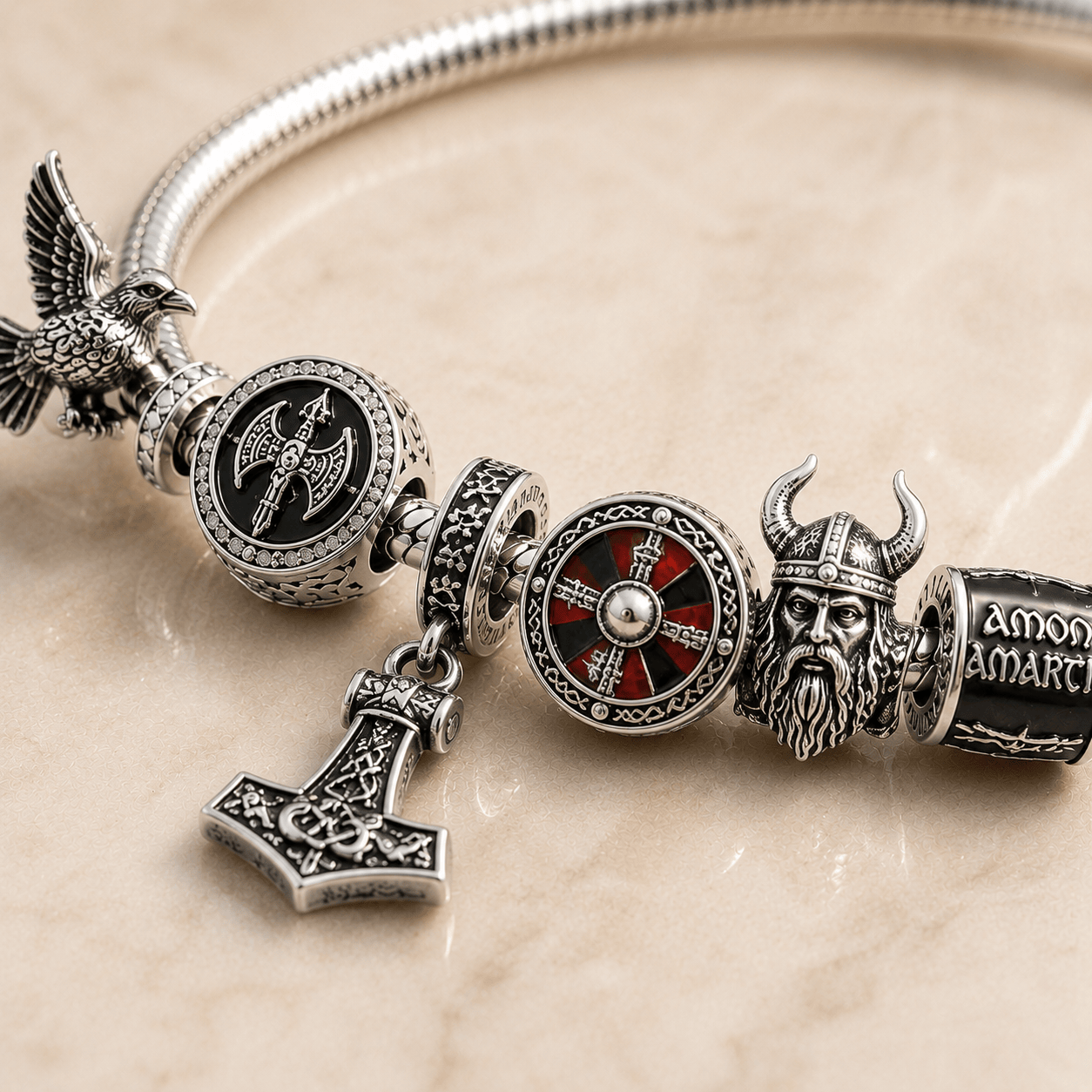 AMAM Sliver Charm Bracelet Set PTT