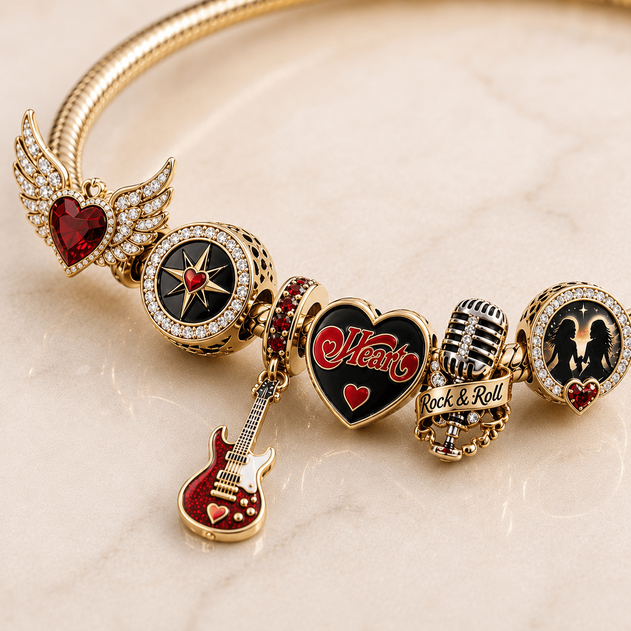 HRT Gold Charm Bracelet Set PTT