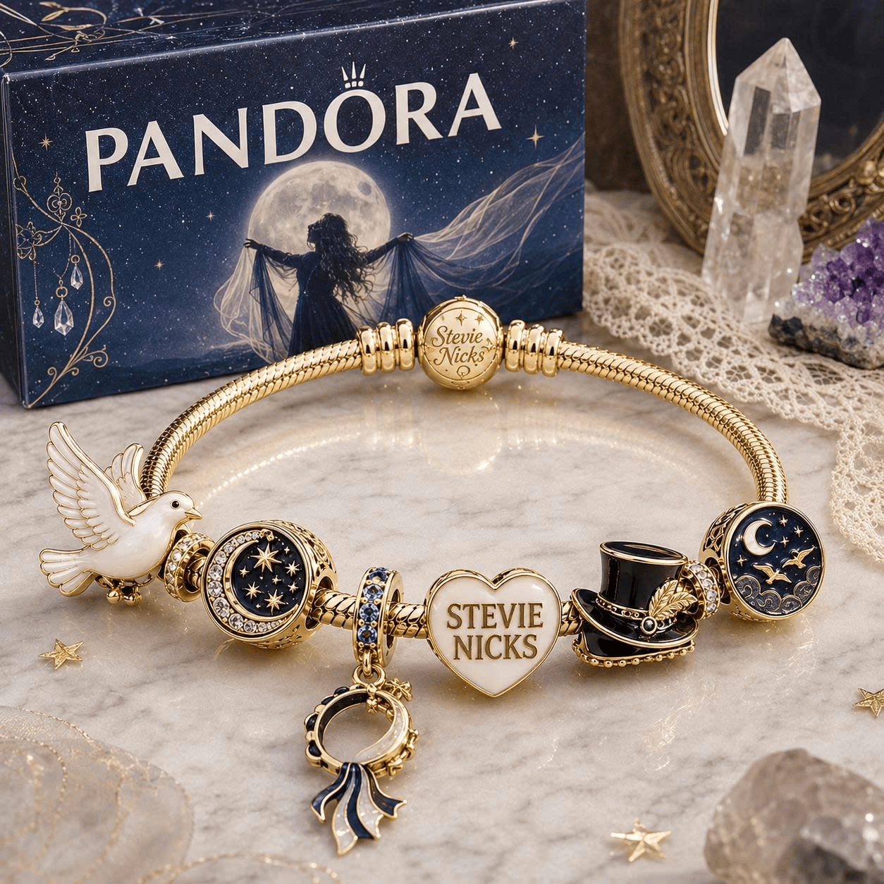 STNK Gold Charm Bracelet Set VTH