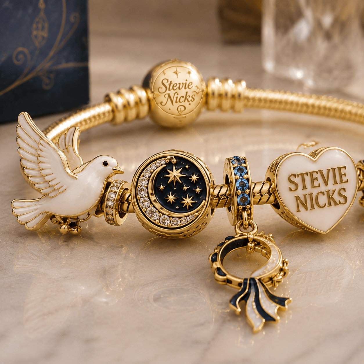 STNK Gold Charm Bracelet Set VTH