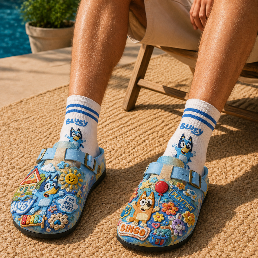 PREMIUM BLU MINK SUEDE CLOGS TTNL