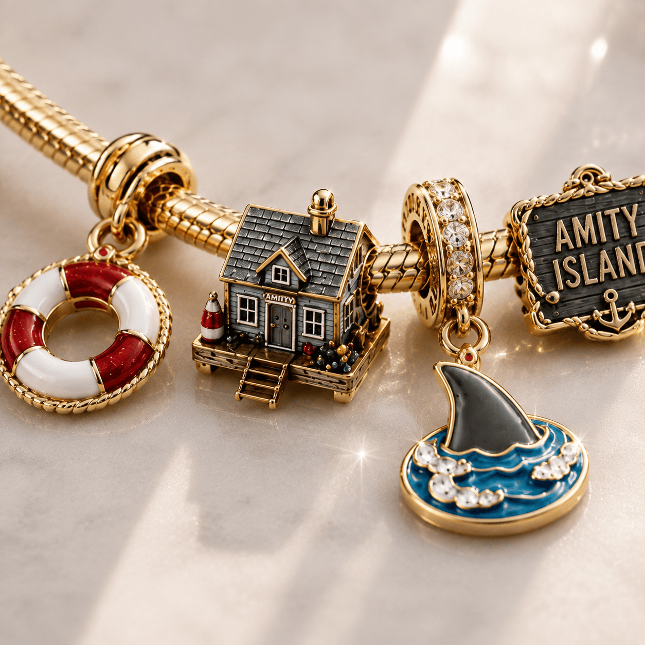 JAWS Gold Charm Bracelet Set TTN