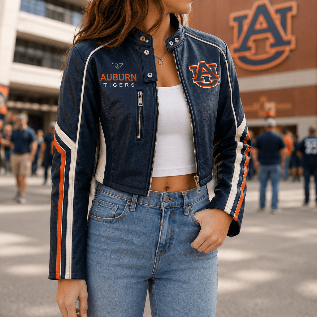 Premium ABTG Cropped Leather Zipper Jacket TNSM