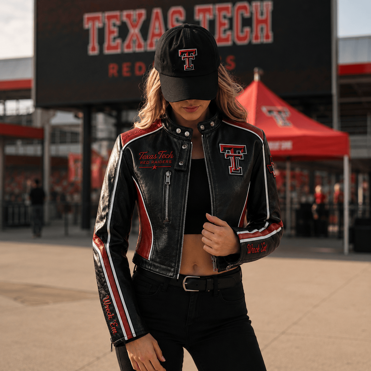 Premium TTRR Cropped Leather Zipper Jacket TNSM