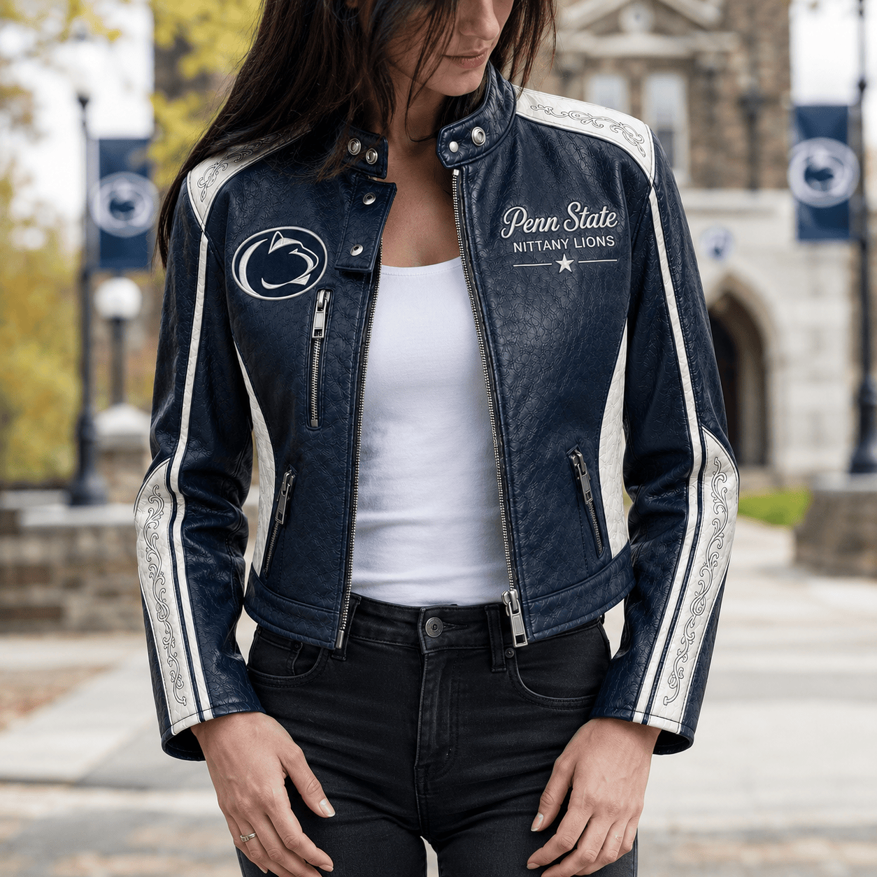 Premium PSNL Cropped Leather Zipper Jacket TNSM