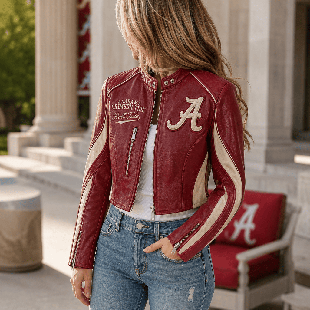 Premium ACT Cropped Leather Zipper Jacket TNSM